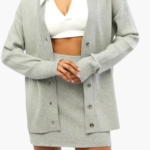 WeWoreWhat Varsity Cardigan Size M/L Heather Grey Retail $138